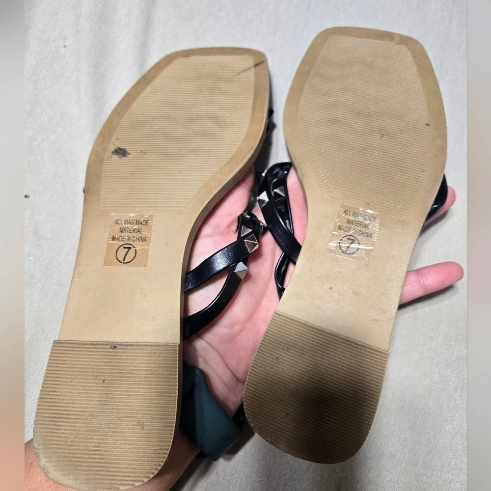 CityClassified Strappy Studded Sandals Flat Size 7
